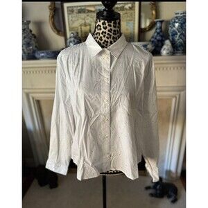 J.Crew Rhinestone White Button Down Shirt Blouse Size XL Long Sleeve New